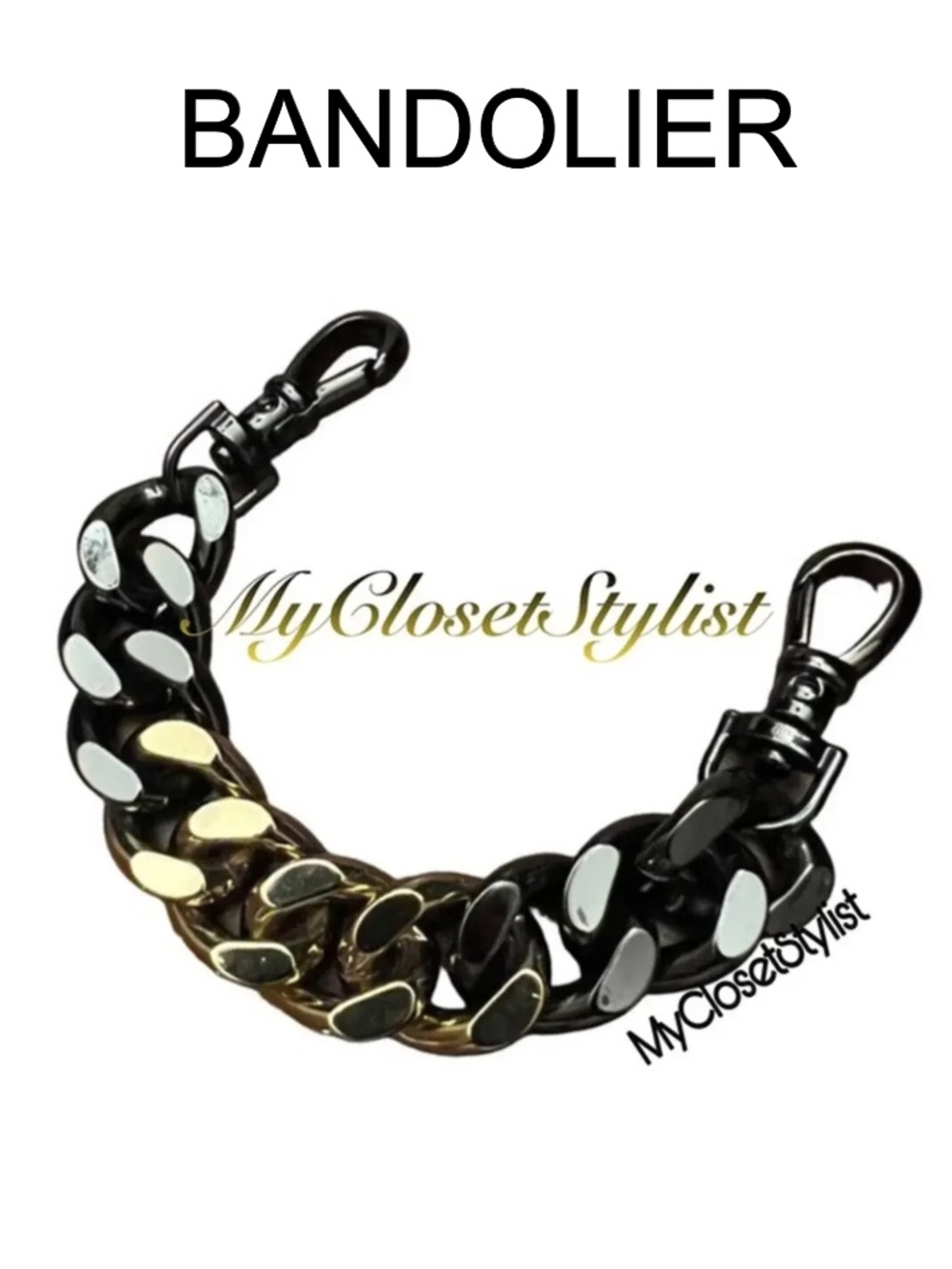 NEW Bandolier Wristlet iPhone Ombre Chain Strap! Pewter Black Gold RARE S0LD 0UT - Picture 2 of 8